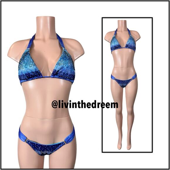 Dolcessa Iceberg Crystallized Ombre Top & Bottom Bikini L/M Set $399 - Picture 2 of 16